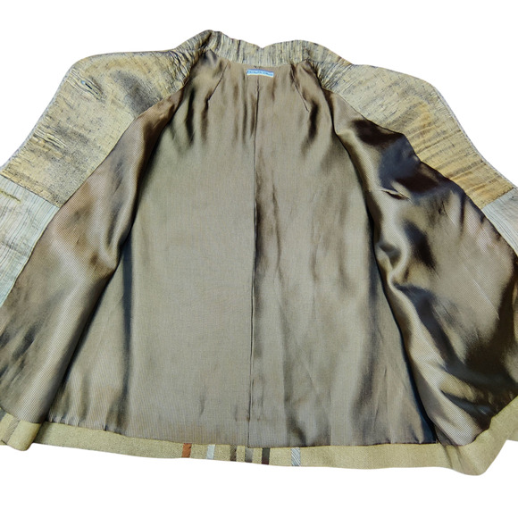 Elizabeth Gillem Art to Wear Tweed Lagenlook Olive Green Button Up Jacket Large - Picture 7 of 10